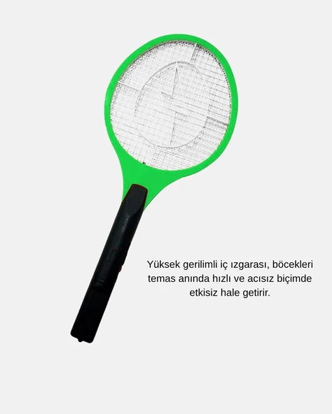 Yüksek Gerilimli Elektronik Sinek Raket – Sessiz Kimyasız ve Güvenli Kullanım ürün görseli 1