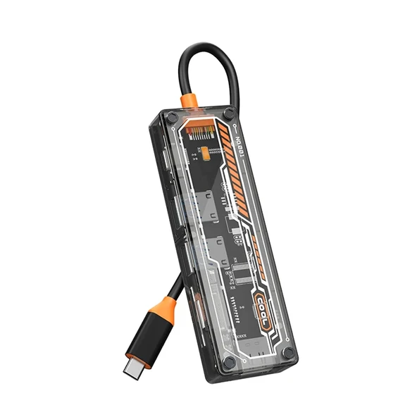 ALLY 6in1 Type-c To USB3.0 + USB2.0 + Type-c PD 100W + SD + TF + HDMI  Çoğaltıcı Transparan Hub-1852 ürün görseli 1
