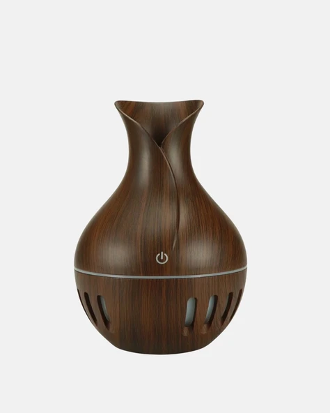 Ahşap Desenli Aromaterapi Difüzör 130 ml Ultrasonik ve 7 Renk LED Işıklı ürün görseli 1