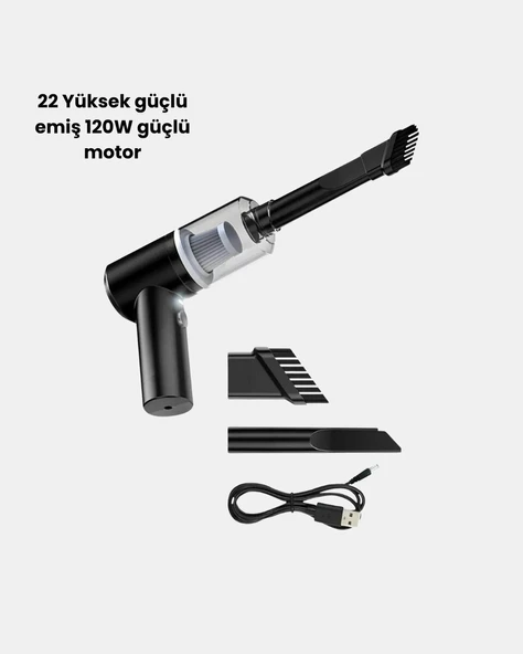 Kablosuz El Süpürgesi – Araç İçi Temizlik İçin 5500PA Güçlü Emiş USB Şarjlı ürün görseli 1