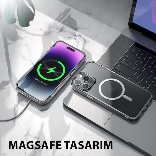 Hoco iPhone 15 Pro Max Anti-Fall Darbe Önleyici Airbag Manyetik Magsafe Silikon Kılıf-1852 ürün görseli 1