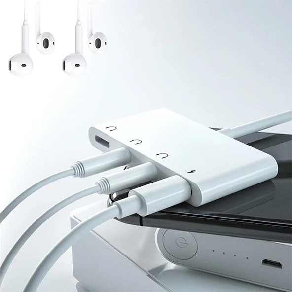 ALLY İPhone 14-13-12-11 4in1 Otg Ses Adaptörü Çift DC 3.5MM Jack-1852 ürün görseli 1