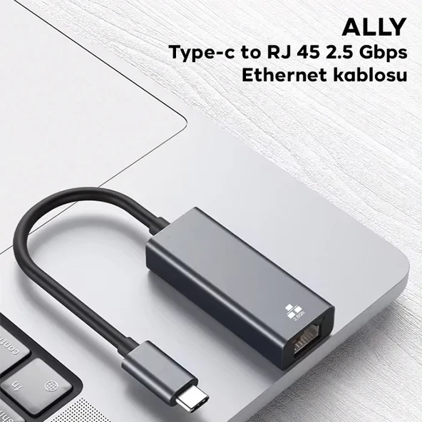 ALLY Type-c to RJ 45 2.5 Gbps Ethernet kablosu-1852 ürün görseli 1