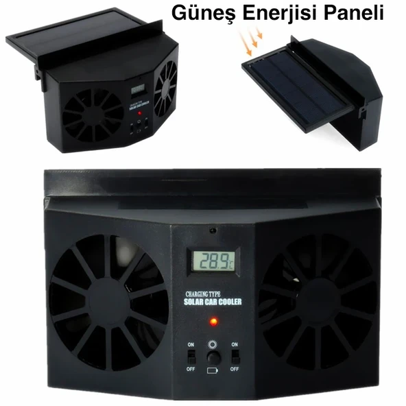 Ally R-8032 Güneş Enerjili Çift Fanlı Solar Oto Araç Havalandırma-1852 ürün görseli 1