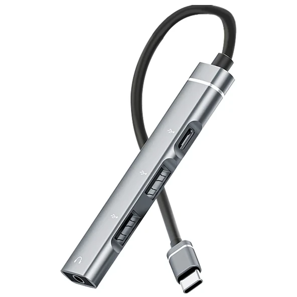 ALLY 4in1 Type-C+3.5mm+USB Girişli Çoğaltıcı Adaptör Çevirici Hub-1852 ürün görseli 1
