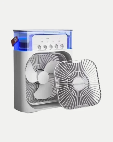 3’ü 1 Arada Mini Klima Fan USB Şarjlı 7 Renk Gece Lambalı ve Nemlendirici ürün görseli 1