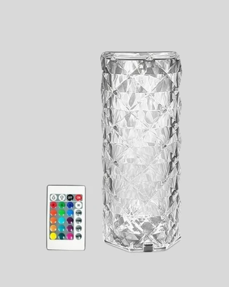 Kristal RGB LED’li Kumandalı Masa ve Gece Lambası – Renkli Işık Modlarıyla Şık Dekoratif Aydınlatma ürün görseli 1