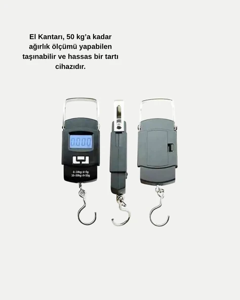 Dijital El Kantarı – 50 Kg Taşıma Kapasiteli Taşınabilir Hassas Tartı ürün görseli 1