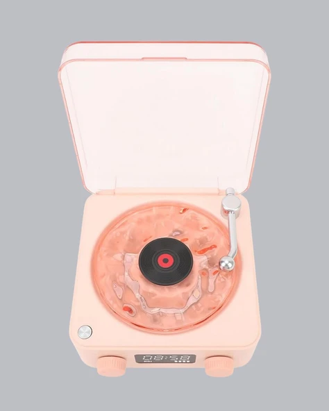 3-ü-1 Gece Işığı Bluetooth Hoparlör ve Dijital Saat Vintage Plak Çalar Tasarımlı ürün görseli 1