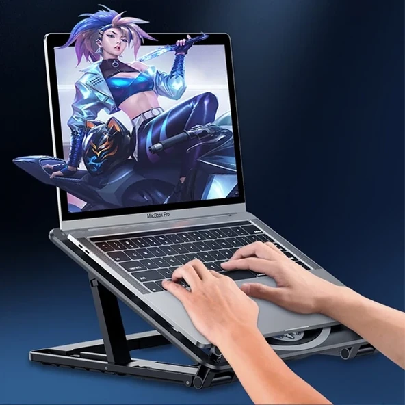 ALLY Ayarlanabilir Taban Çift Fanlı Tablet ve Laptop Soğutucu Stand-1852 ürün görseli 1