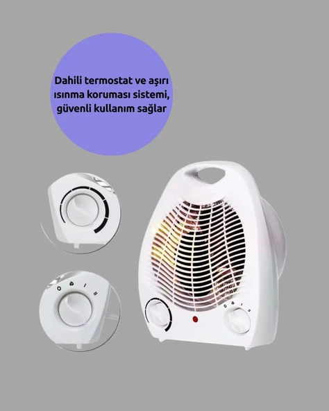 Mini Elektrikli Isıtıcı – 2000W Güç Fanlı Isıtma 3 Isı Modu ürün görseli 1