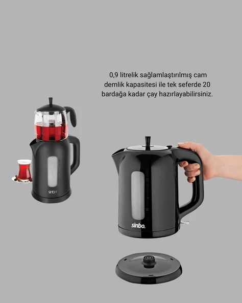 Çaycı Cam Demlikli 1800W Güçlü ve Sıcak Tutmalı Elektrikli Çay Makinesi ürün görseli 1