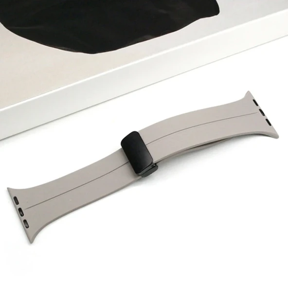 Ally Apple Watch 7-8 41mm 6-5-4 40mm Manyetik Uçlu Silikon Kayış Kordon 3-2-1 38mm-1852 ürün görseli 1