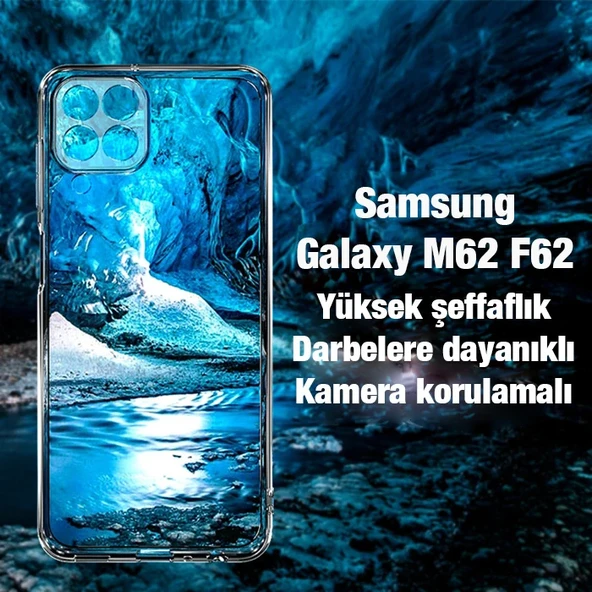 Ally SM Galaxy M62 F62 Kılıf Kamera Korumalı Ultra İnce Şeffaf Kılıf-1852 ürün görseli 1