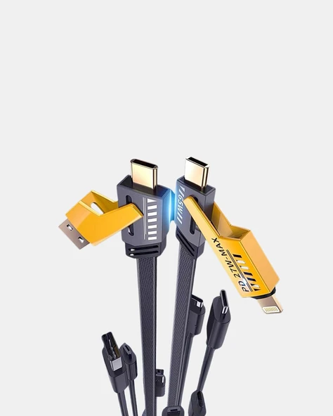 65W 4’ü 1 Arada Örgülü Hızlı Şarj Kablosu USB-C USB-A Çoklu Şarj Dayanıklı ürün görseli 1