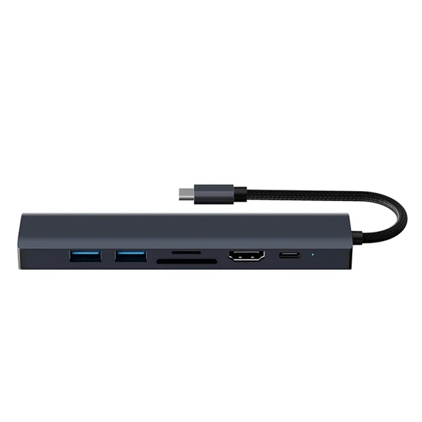 ALLY BYL-2303 7 IN 1 Type-c To USB + Type-c + Ethernet + Kart Okuyucu + HDMI Dönüştürücü Çoğaltıcı H-1852 ürün görseli 1