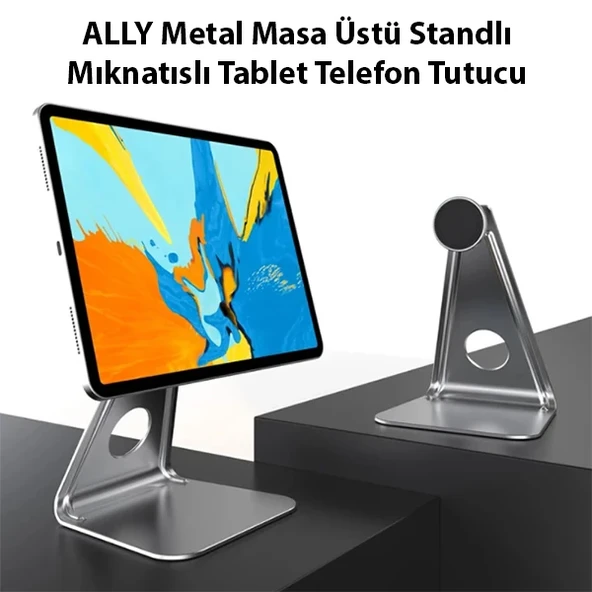 ALLY Metal Masa Üstü Standlı Mıknatıslı Tablet Telefon Tutucu-1852 ürün görseli 1