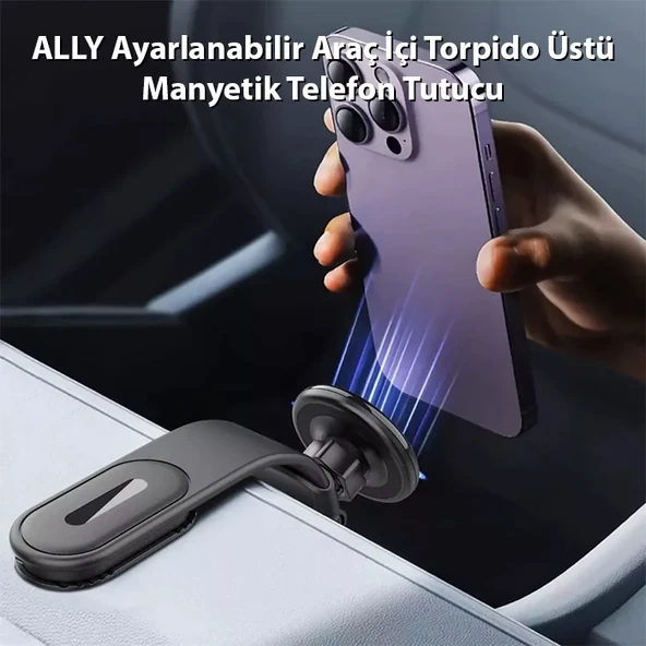 ALLY Ayarlanabilir Araç İçi Torpido Üstü Manyetik Telefon Tutucu-1852 ürün görseli 1