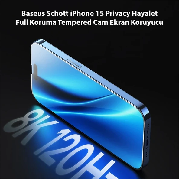 Baseus Schott iPhone 15 Privacy Hayalet Full Koruma Tempered Cam Ekran Koruyucu-1852 ürün görseli 1