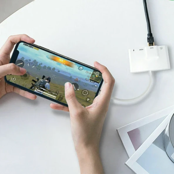 ALLY İPhone 3İN1 Lightning HDMI RJ45 OTG Digital AV Adaptör Hub-1852 ürün görseli 1