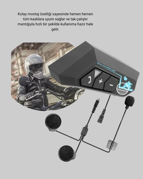 BT22 Kask Bluetooth Kulaklık 5.0 Gürültü Engelleyici ve Eller Serbest Kullanım ürün görseli 1