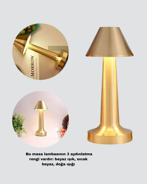 Modern Metal Masa Lambası 3 Işık Renkli Kademesiz Parlaklık Ayarlı ürün görseli 1