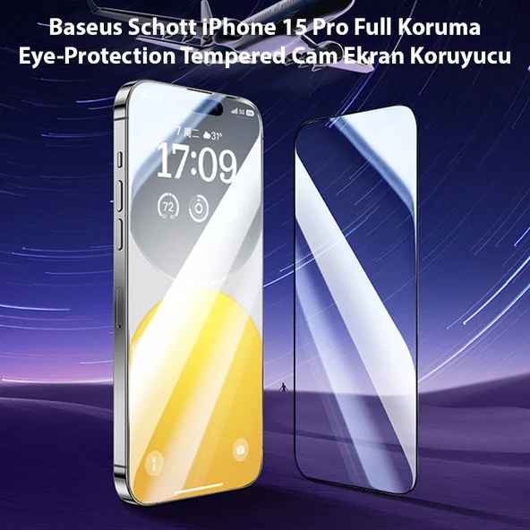 Baseus Schott iPhone 15 Pro Full Koruma Eye-Protection Tempered Cam Ekran Koruyucu-1852 ürün görseli 1