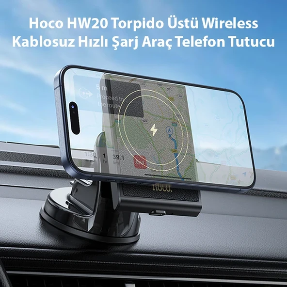 Hoco HW20 Torpido Üstü Wireless Kablosuz Hızlı Şarj Araç Telefon Tutucu-1852 ürün görseli 1