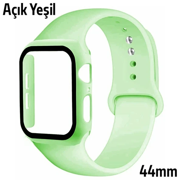 ALLY Apple Watch 4-5-6 44mm Silikon Kordon Kayış ve Ekran Koruyucu Kılıf-1852 ürün görseli 1