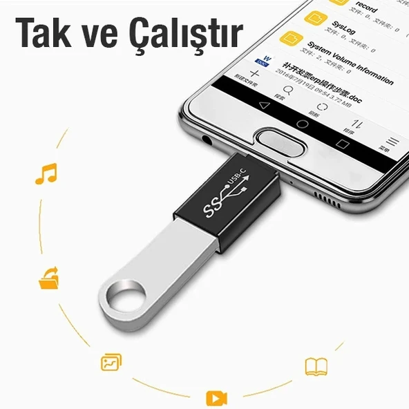 ALLY Dişi USB to Type-C OTG Çevirici Dönüştürücü Adaptör-1852 ürün görseli 1