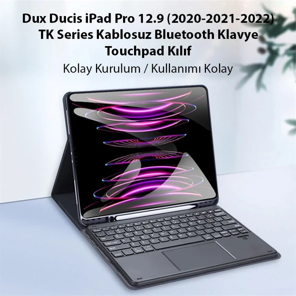 Dux Ducis iPad Pro 12.9 (2020/2021/2022) TK Series Kablosuz Bluetooth Klavye Touchpad Kılıf-1852 ürün görseli 1
