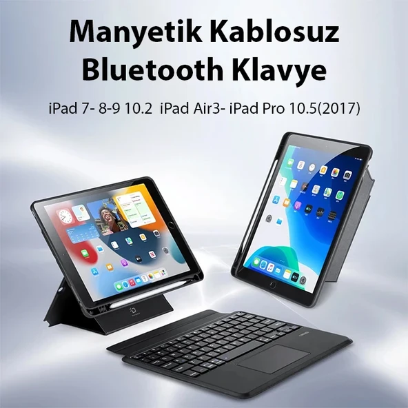Dux Ducis iPad 7- 8-9 10.2  iPad Air3- iPad Pro 10.5(2017) DK Series Kablosuz Bluetooth Klavye-1852 ürün görseli 1