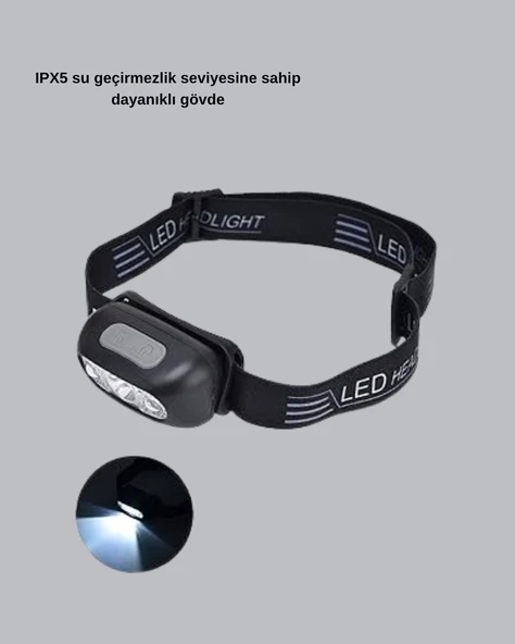 Şarjlı LED Kafa Feneri | 4 Modlu Akıllı Sensörlü Far | Su Geçirmez IPX5 Kamp ve Balıkçı Lambası ürün görseli 1