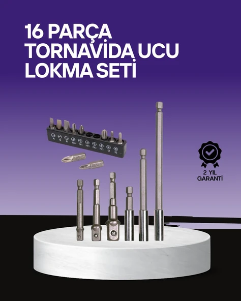 Çok Amaçlı 16lı Bits Uç Seti Dayanıklı Tornavida Adaptör - Resim 2