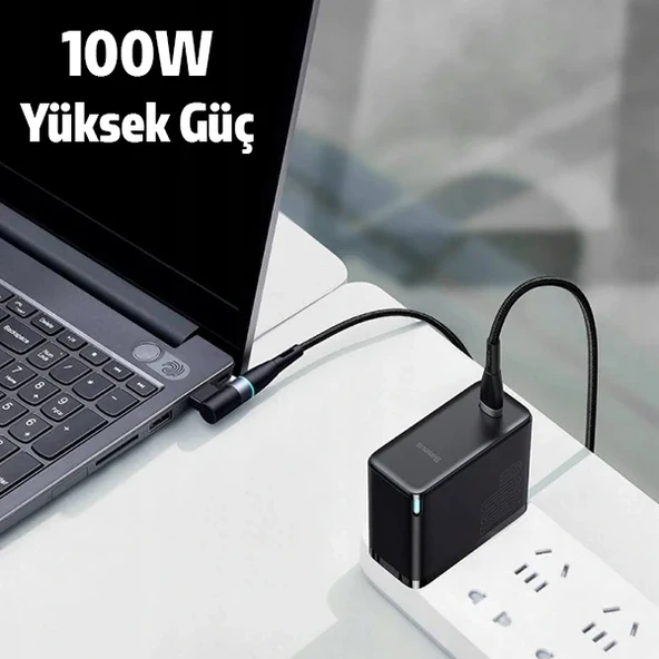 Baseus Zinc Manyetik Type-C to DC Square Portu Lenovo Laptop Şarj Kablosu 100W 2m-1852 ürün görseli 1