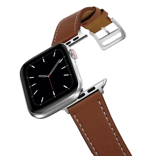Ally Apple Watch 7-8 41mm 6-5-4 40mm Single Coil Deri Kayış Kordon 3-2-1 38mm-1852 ürün görseli 1