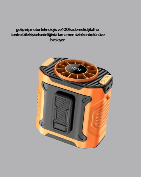 Turbo Mini Taşınabilir Fan – 100 Kademeli Dijital Hız Kontrolü ve Type-C Şarj (Kopya) ürün görseli 1