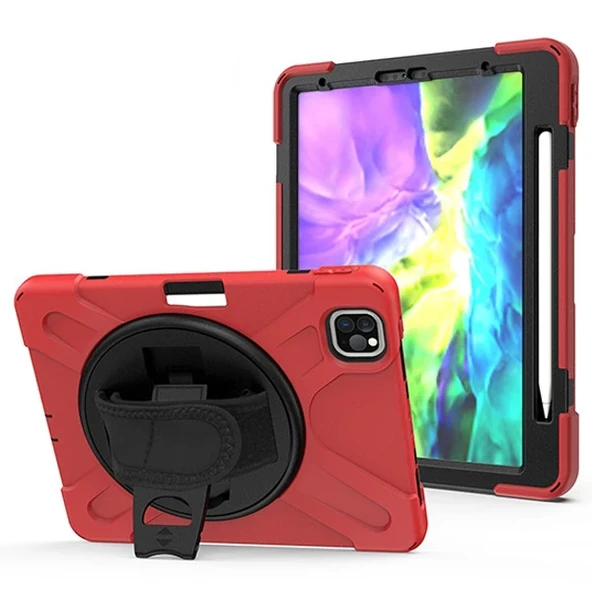 iPad Air 4. Nesil 10.9 Kılıf Shockproof 3 Katmanlı Standlı Zırh Kılıf Kalem Yerli-1852 ürün görseli 1