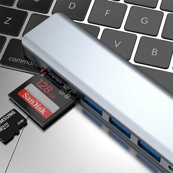Ally 7in1 USB 3.1 HDMI 4K 30HZ 2K 1080P Type-C HUB Adaptör Dönüştürücü-1852 ürün görseli 1