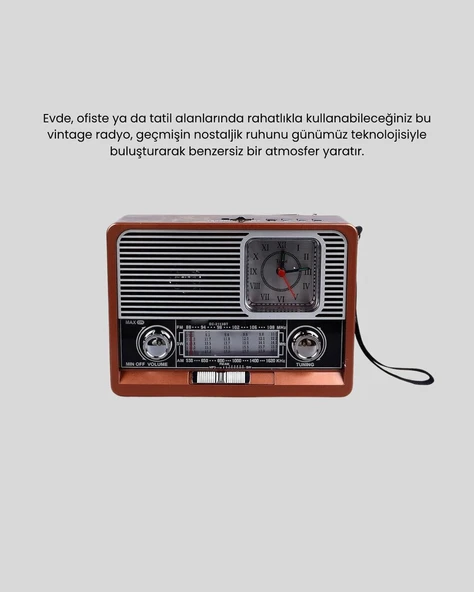 Nostaljik Radyo – Şık Dekoratif Tasarım ve Güvenli 2 Yıl Garanti ürün görseli 1