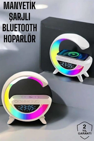 Bluetooth Hoparlör 15W Kablosuz Hızlı Şarj LED Gece Lambası ürün görseli 1