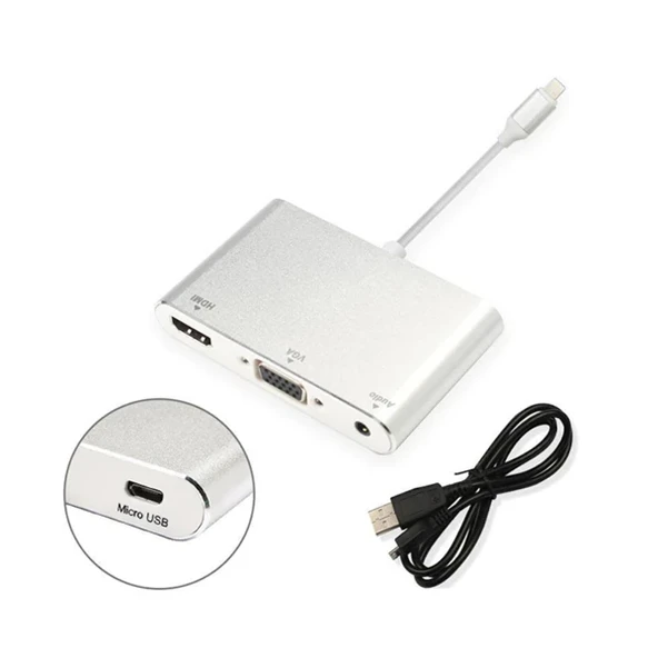 İPhone İPad P32 Hdmi Vga Av Audio Dönüştürücü Adaptör-1852 ürün görseli 1