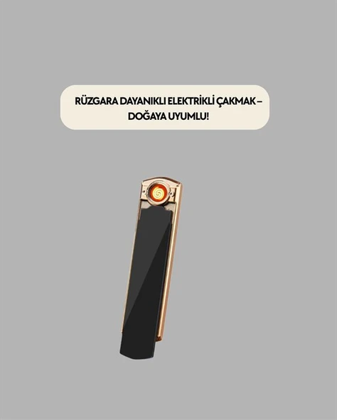 Rüzgar Geçirmez Elektronik Çakmak – Modern Tasarım Metal Gövde ürün görseli 1
