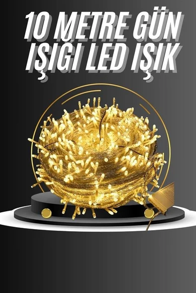 10 Metre Günışığı Led Işık Fişli Dekoratif Sarı Ton Aydınlatma 3 Modlu Led Şerit ürün görseli 1