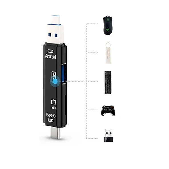 Smart Otg 3in1 Type-C Ve Micro Usb Tf Card Reader Otg-1852 - Resim 5