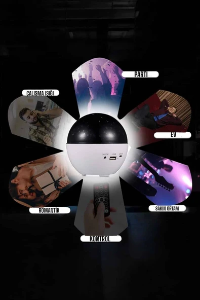 Yıldız Yansıtmalı Projeksiyon Gece Lambası Şarjlı Taşınabilir ürün görseli 1