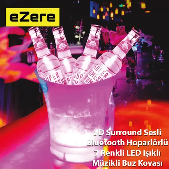 EZERE Hoparlör Buz kovası 5l Bluetooth Hoparlör Ile Renkli Buz kovası Led-1852 ürün görseli 1