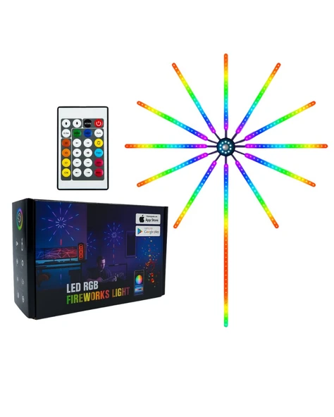 Akıllı RGB LED Havai Fişek Duvar Lambası Kumandalı ve Uygulama Kontrollü ürün görseli 1