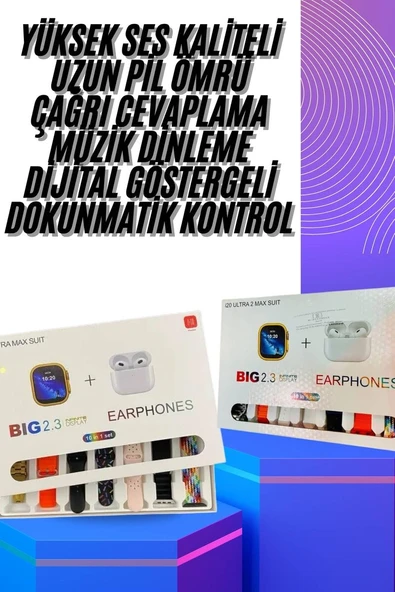 Akıllı Saat ve Air Pro Kulaklık 7 Kordonlu Çok Fonksiyonlu İkili Set ürün görseli 1