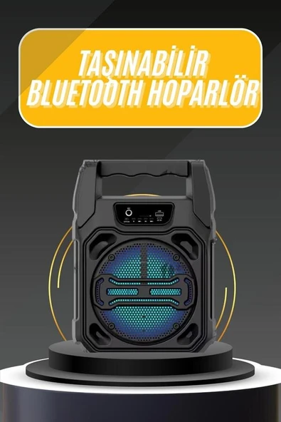 Karaoke Mikrofonlu Fm Radyolu Bluetooth Hoparlör Yüksek Ses Kaliteli ürün görseli 1